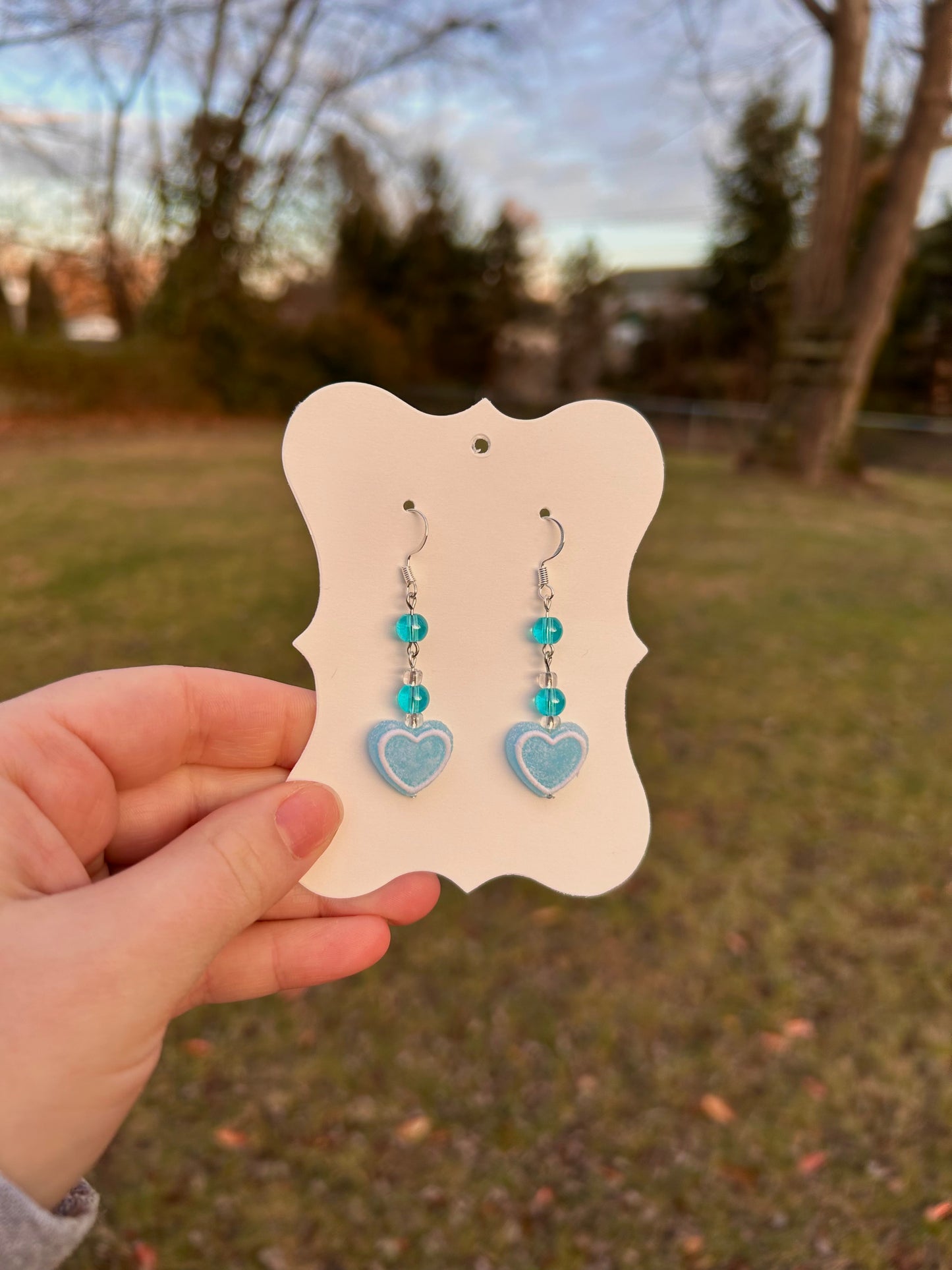 Blue heart earrings