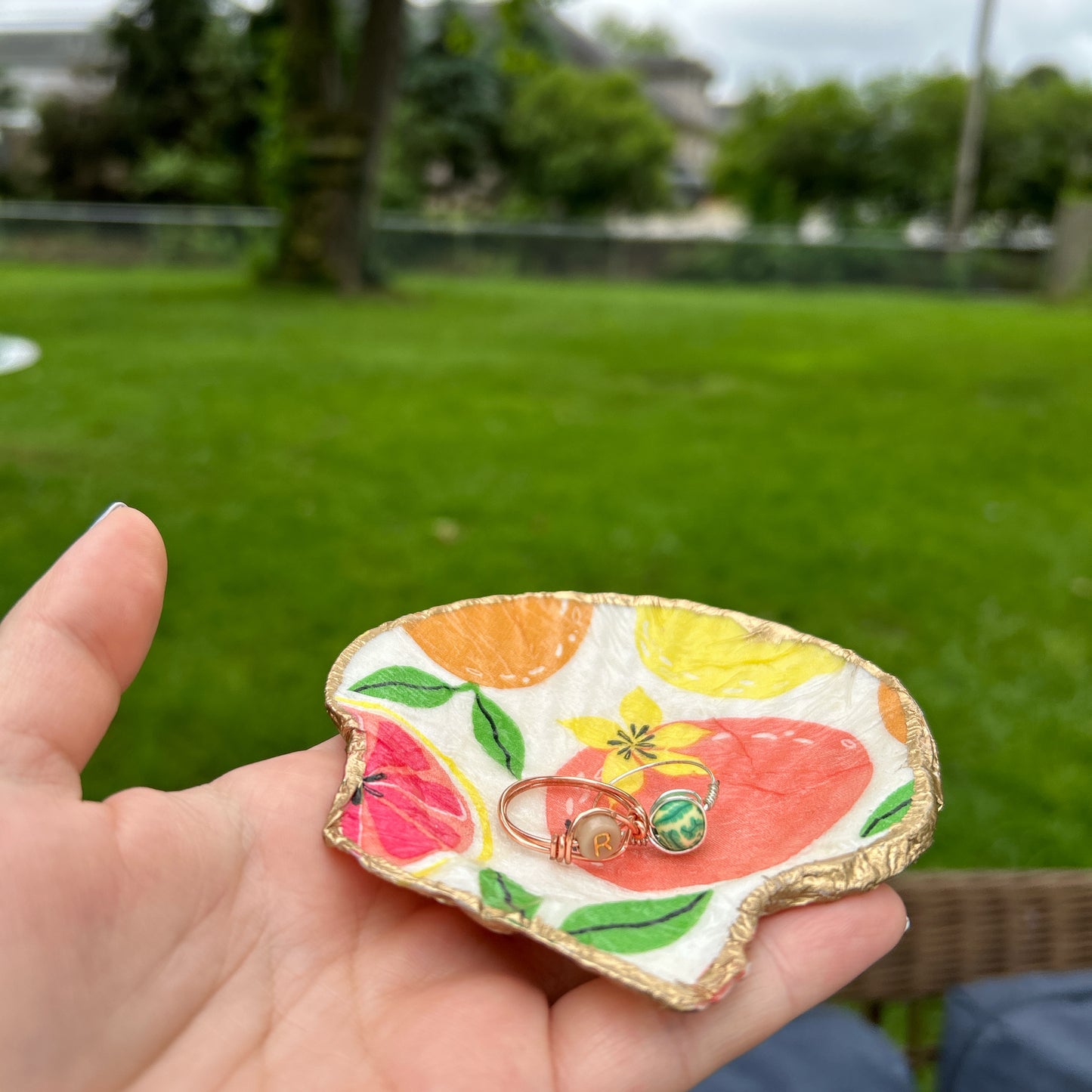 🍊🍋fruity seashell jewelry tray🍋🍊