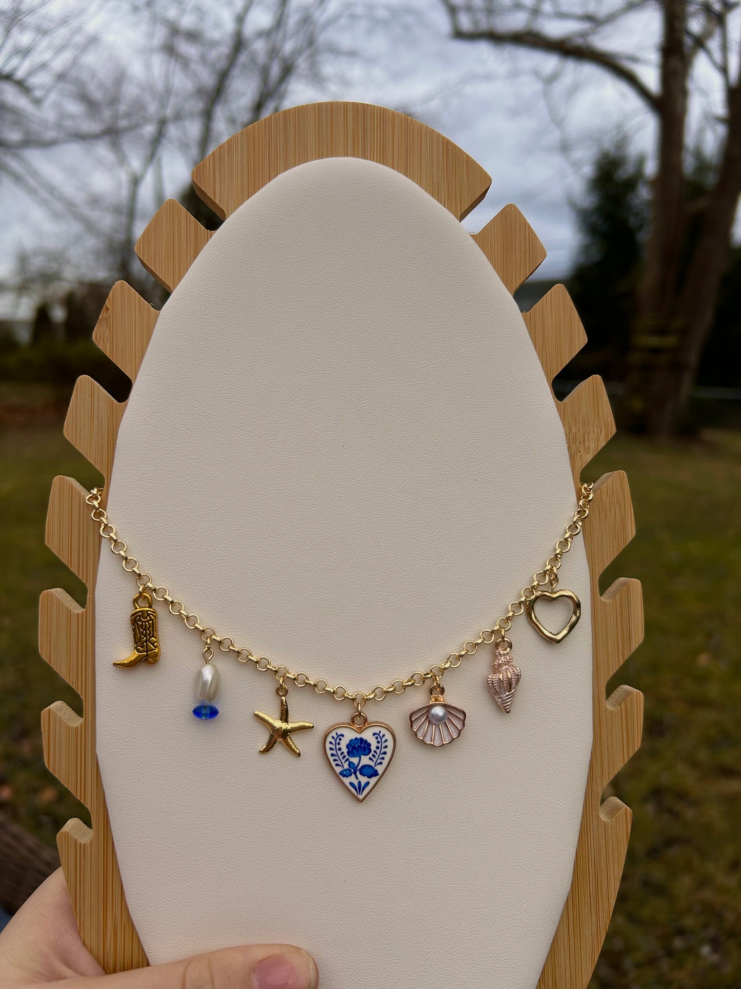 Coastal cowgirl charm necklace-white shell