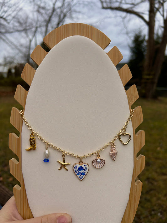 Coastal cowgirl charm necklace-white shell