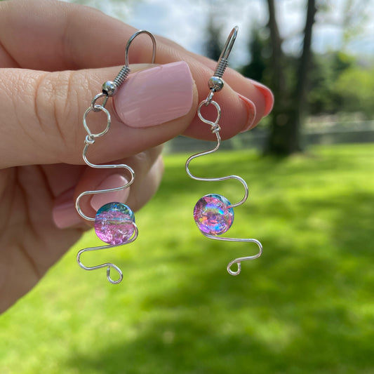 🍬Wavy cotton candy earrings🍬