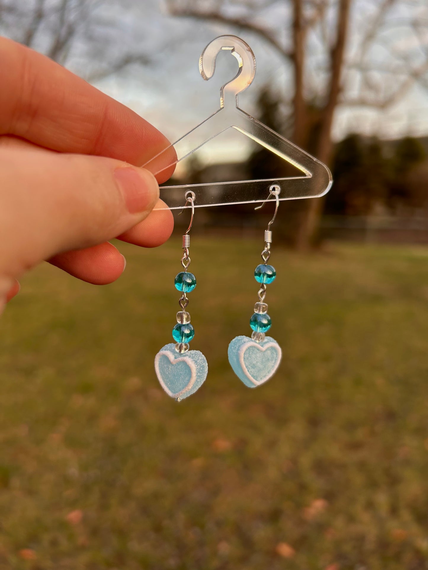 Blue heart earrings