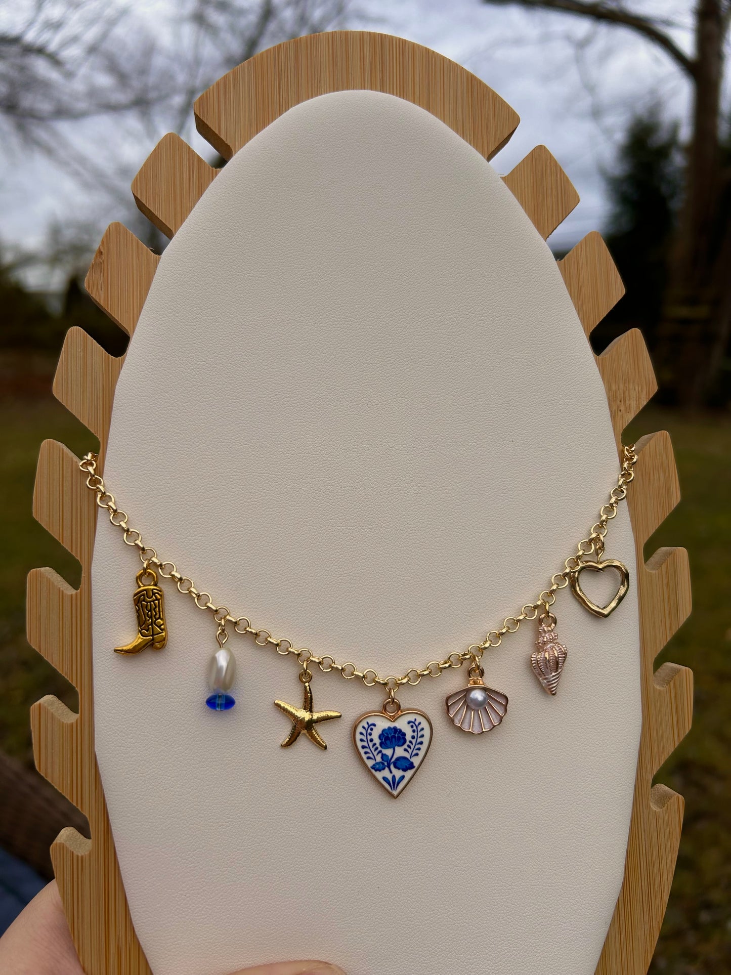 Coastal cowgirl charm necklace-white shell