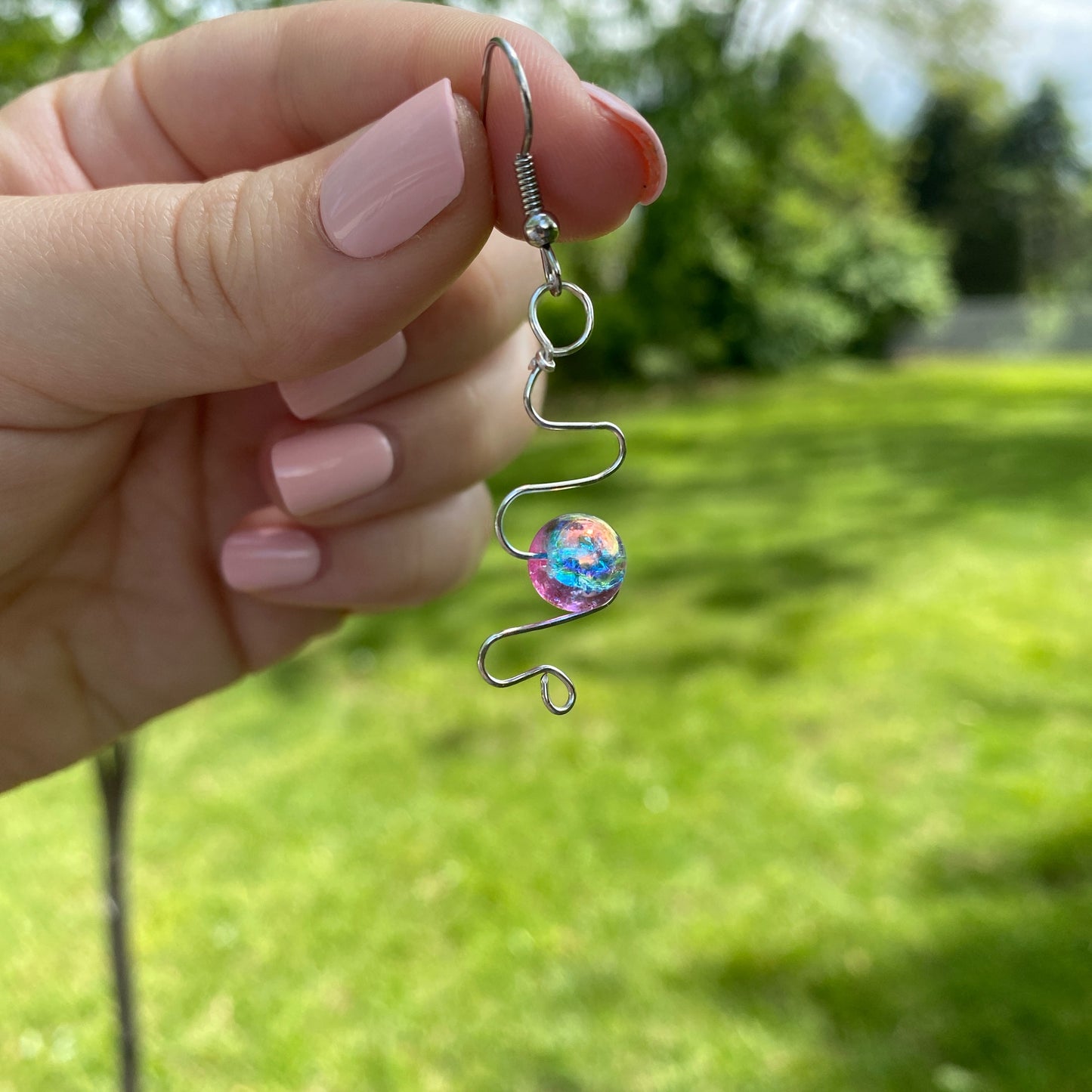 🍬Wavy cotton candy earrings🍬