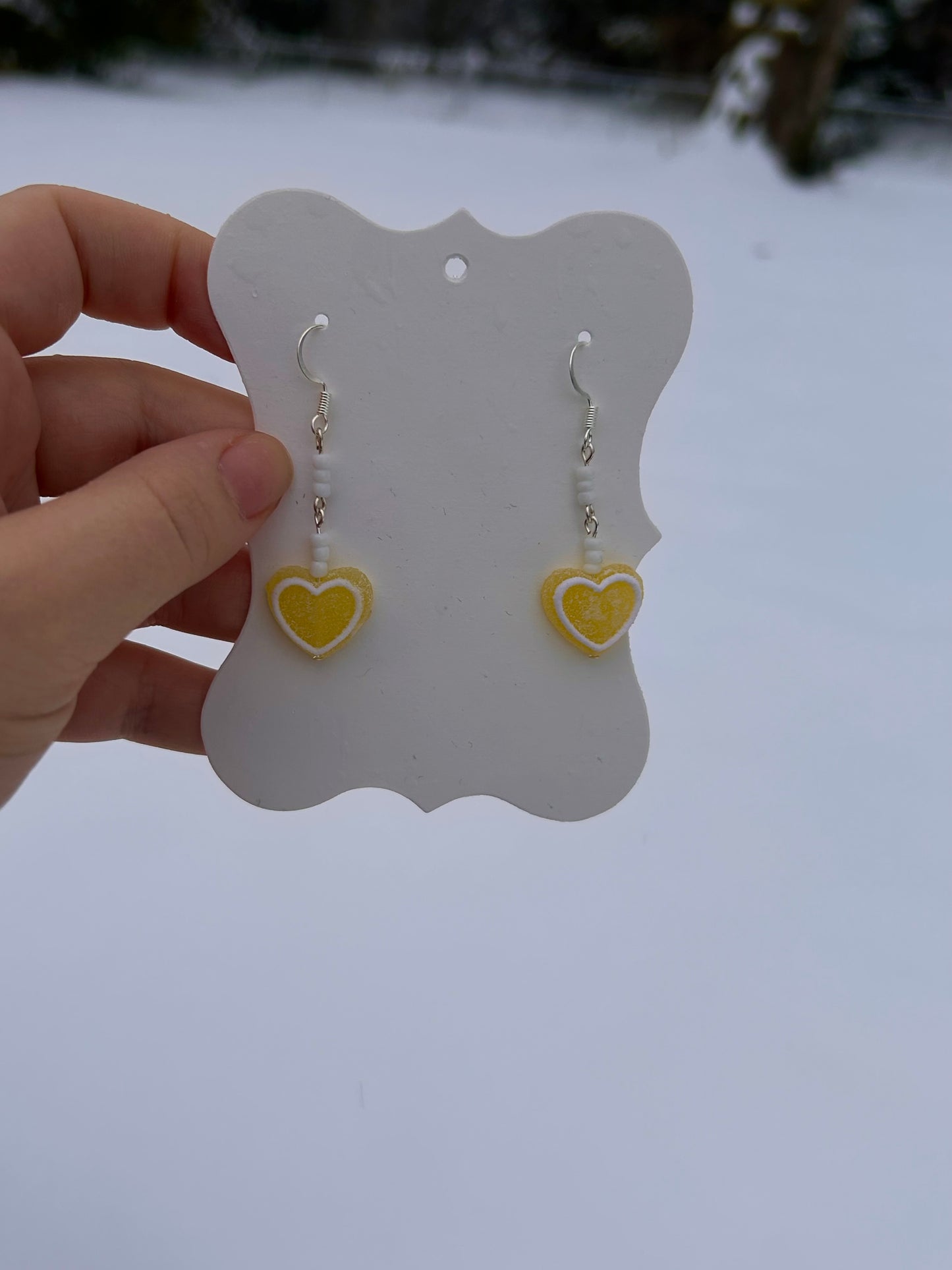 Yellow heart earrings
