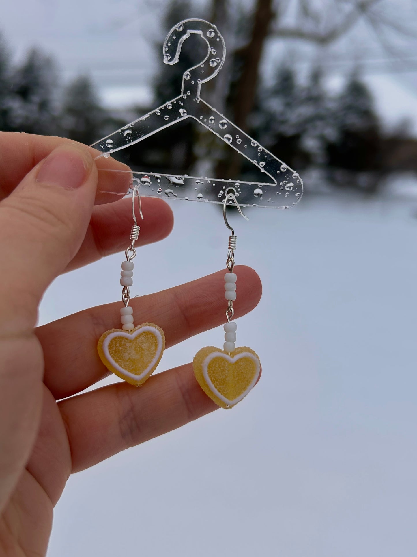 Yellow heart earrings
